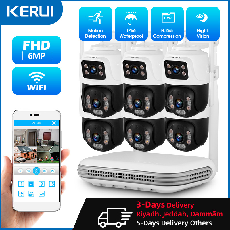 Home Security And Camera Systems - KERUI Kit kamera pengintai keamanan rumah,