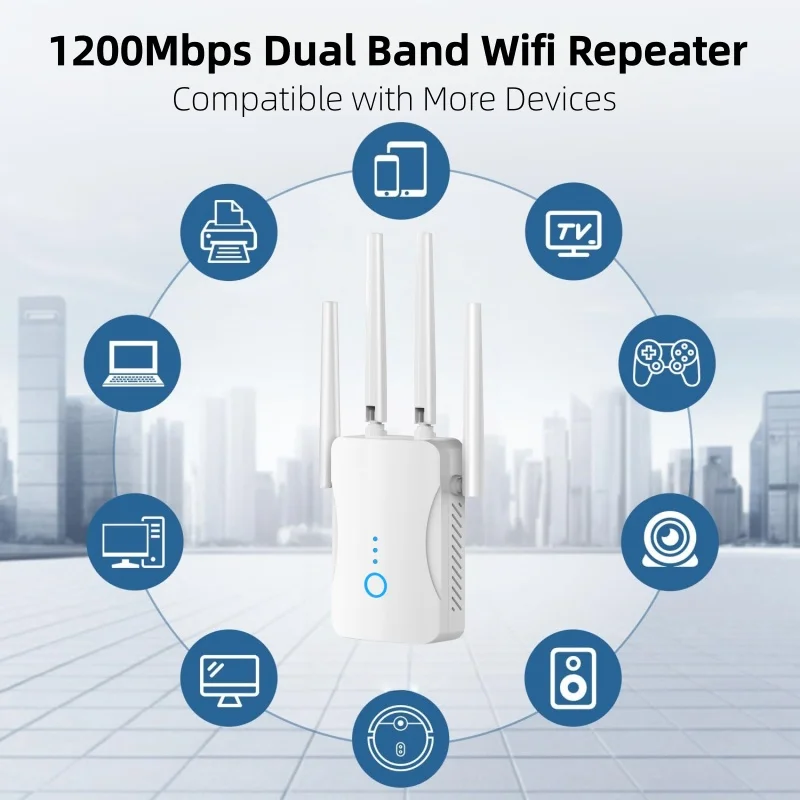 Home Security Bundle - 1200Mbps Dual Band WiFi Repeater Nirkabel