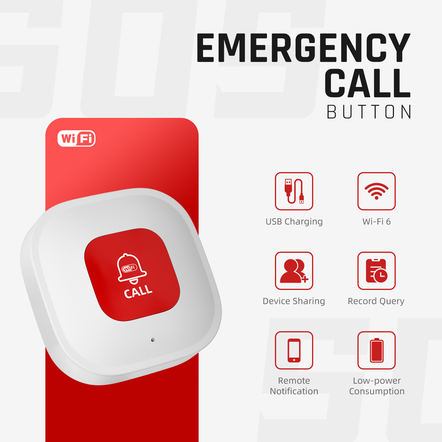 Tombol pintar WiFi Alarm darur - Home Security For Seniors ulasan dan harga