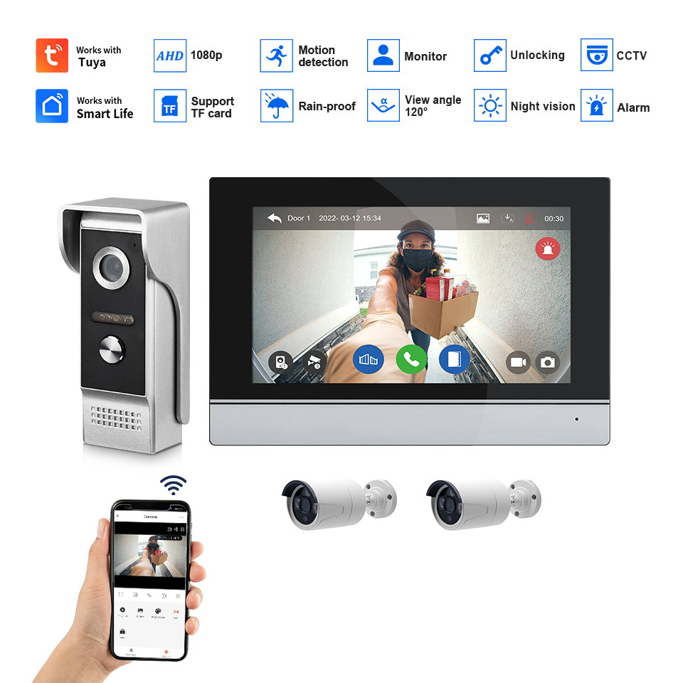 Layar IPS 7 Inci 2MP Tuya Kont - Home Security Indoor Cameras ulasan dan harga